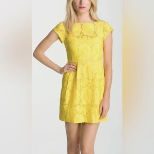 Nanette Lapore Vamos Yellow Eyelet Pocket Dress
